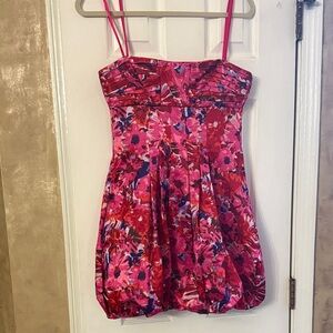 BCBG Pink Floral Strapless Dress